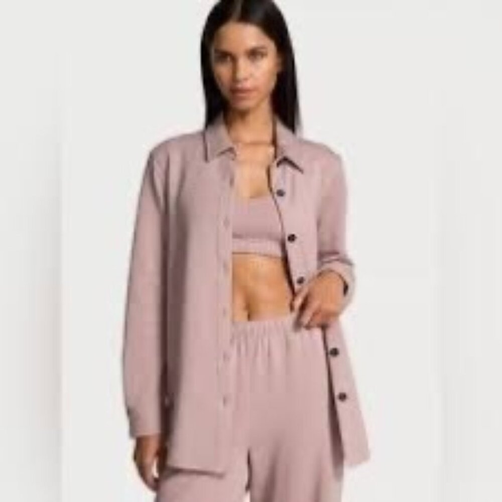 Victoria’s Secret Soft Blush Button Down Lounge Jacket Shirt M Comfort Wear New